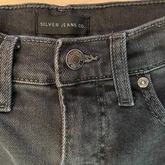 Silver Jeans Co. Womens Black High-Rise Stretchy recycled Denim Dad jans Size 24 - Picture 2 of 10